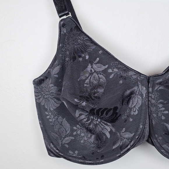 Lilyette Women's Black Floral Print 986 Full Support Minimizer Bra Size 38 DDD - Picture 2 of 9